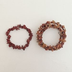 🌞 3/$15 - Natural Stone Chip Adjustable Bracelets, Stretch & Memory Wire